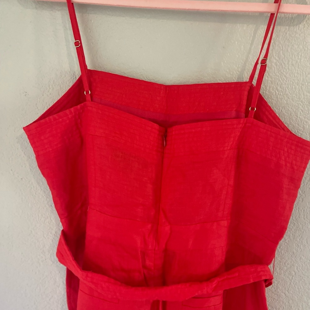 Cropped Red Jumpsuit with Belt - Picture 4 of 8